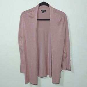 Alfani Pink Cardigan Sweater Open Front Bell Sleeves with Bows Women's Size M